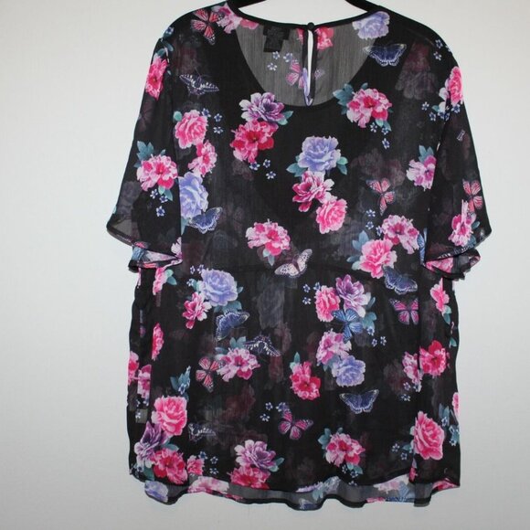 Torrid Floral Print Crinkled Chiffon Top HW9432 - Picture 7 of 8